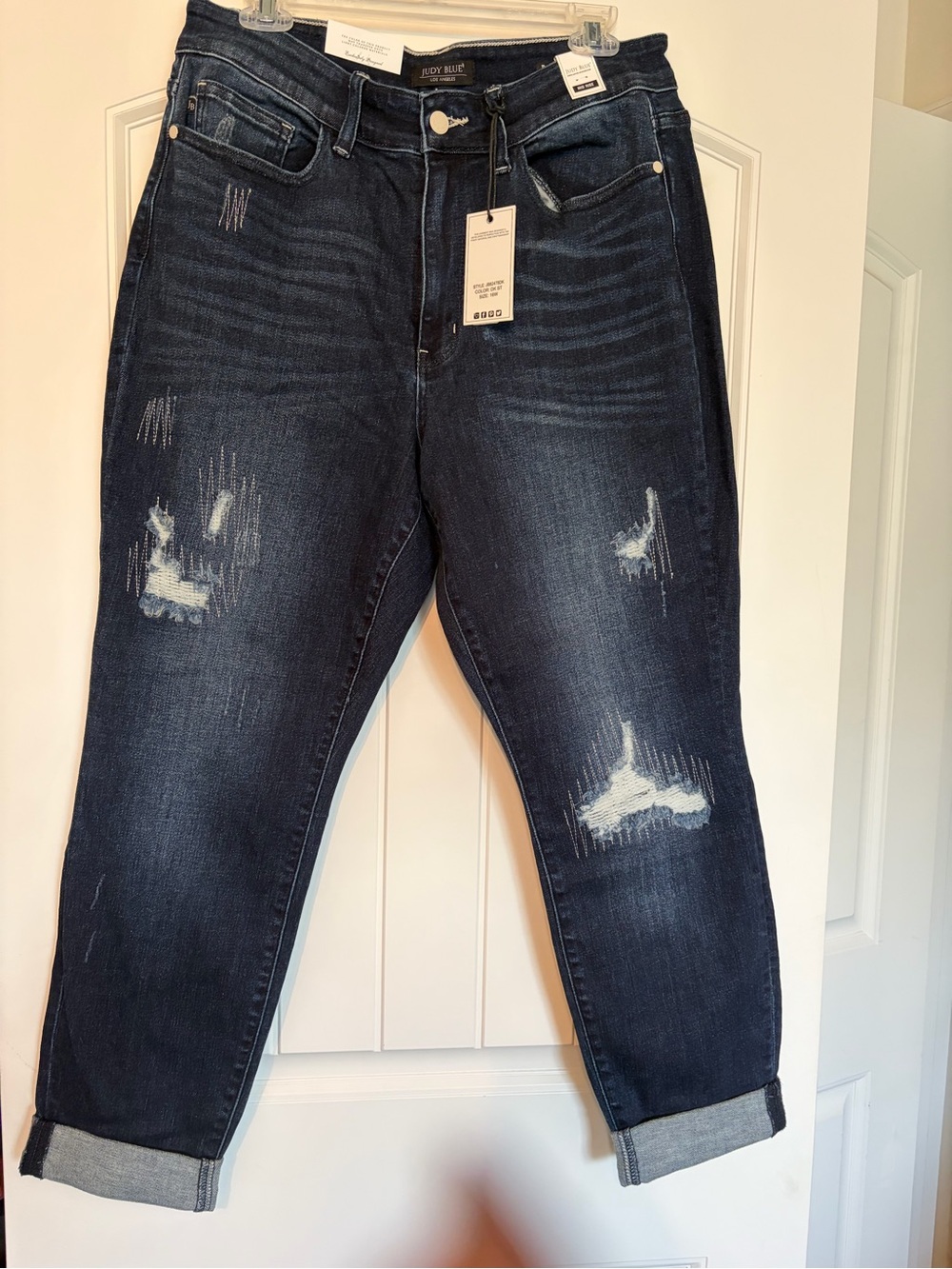 Judy Blue Dark Indigo Distressed Boyfriend Jeans